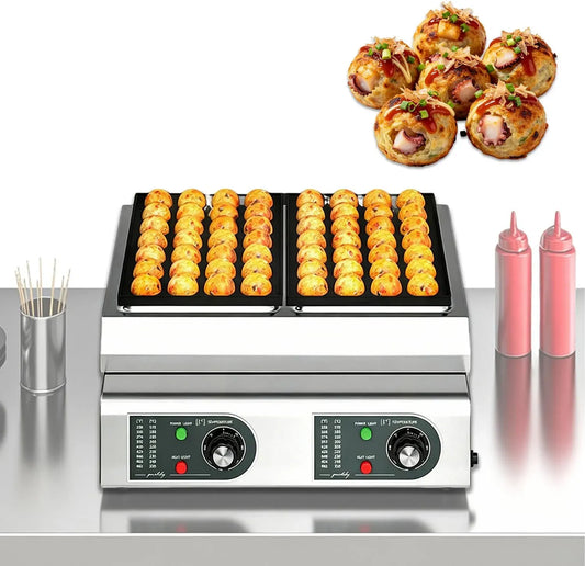 Plaque de cuisson, 4200 W, pose libre, professionnel, Double contrôle de température indépendant, Appareil électrique à boulettes de Poulpe