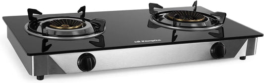 Cuisinière à gaz avec four électrique, acier inoxydable, 2 brûleurs triple couronne, Orbegozo FO 2720 Cuisinière à gaz, butane ou propane, allumage