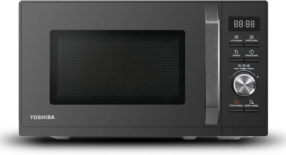Toshiba MW3-AG20PE Micro-ondes, 20 L, 8 programmes, gril, décongélation, four micro-ondes, noir, 5 niveaux de puissance, combiné, nettoyage facile