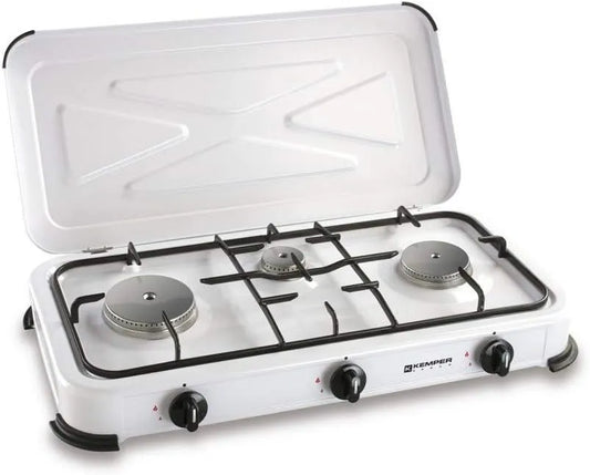 Produit Acier inoxydable, Kemper 104982 Réchaud 3 Feux Alimenté au gaz avec Couvercle