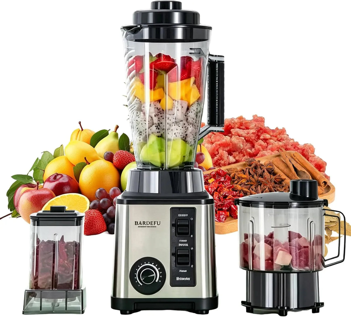Blender, 2 L, Mixeur 8-en-1, 15 vitesses, Mixeur multifonction 8-en-1, mixeurs sur socle haute puissance, milk-shakes, glace pilée et fruits congelés