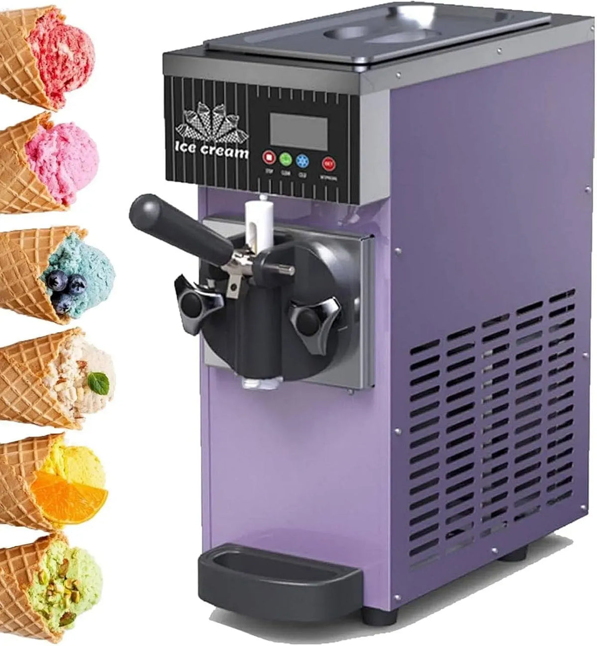 Purple-450W sorbetière de comptoir, pour Sorbetière Professionnelle pour la Maison, capacité de 2,5 L/3,5 L, 80 à 100 bâtonnets par Heure, avec