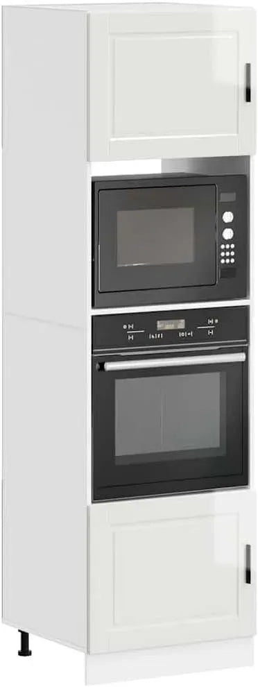 Micro-ondes, 60 x 57 x 207 cm, encastrable, four micro-ondes, blanc, Lot de 2 armoires encastrées pour cuisinière