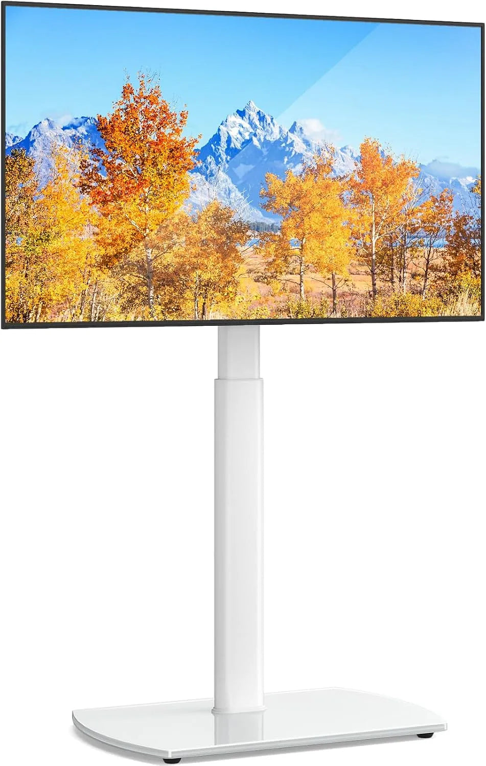Meuble TV, 65 pouces, 400x400mm, écran LCD, Pied TV Piédestal en Verre Trempé Pied TV Pivotant Pour Téléviseur de 32-65 Pouce Ecran LCD Plasma Hauteur