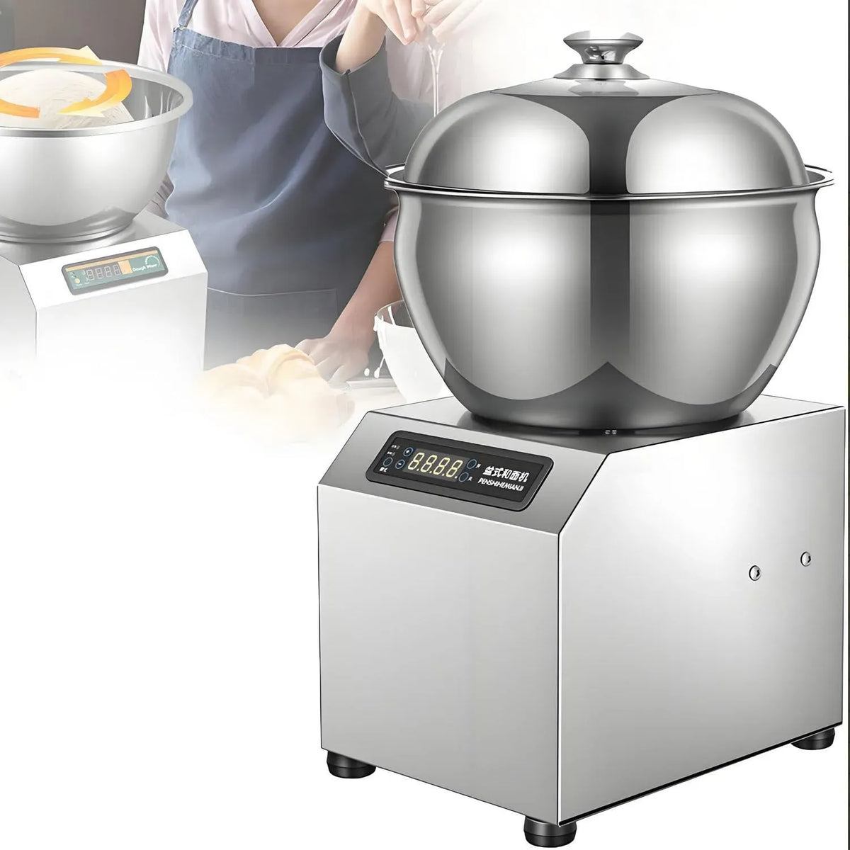 pétrin à pâte en Acier Inoxydable, Pétrin électrique Professionnel 2 200 W équipé de minuterie, pétrin électrique à Spirale 1 400 TR/Min à Double