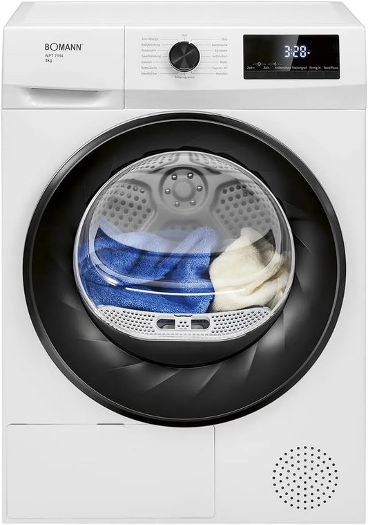 Bomann Sèche-linge, 15 programmes, 8 kg, Pas de raccordement d'eau nécessaire, Sèche-linge avec fonction anti-froissement, Liquide de
