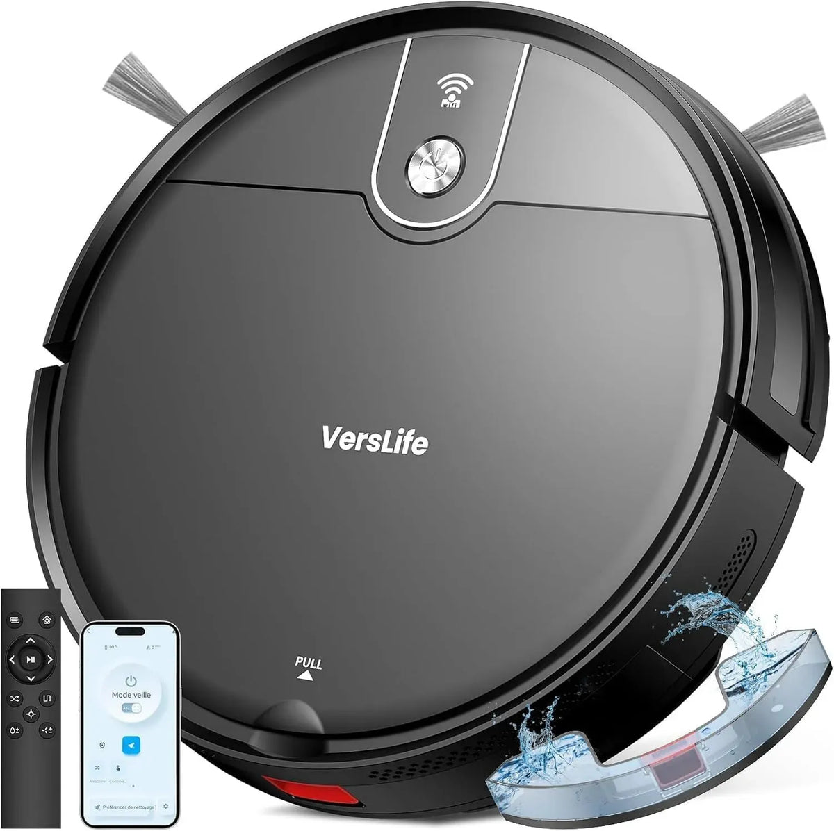 Robot aspirateur, Robot 2-en-1 120Min, Wi-Fi, noir, Alexa/WiFi/APP/Télécommande, 4000Pa