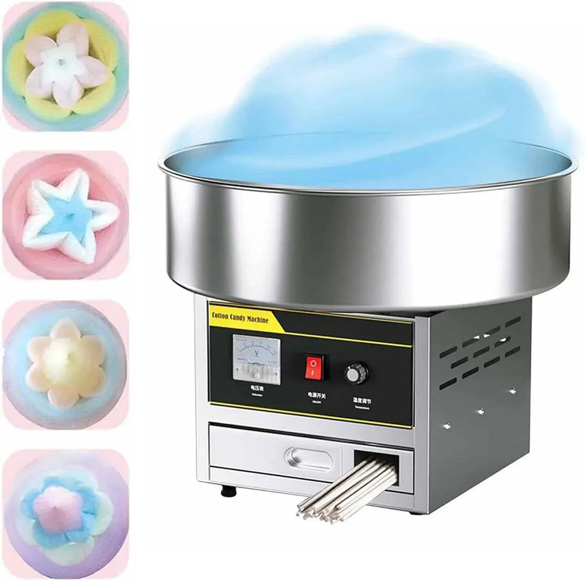 Machine à Barbe, appareil à barbe à papa, 1200 W, professionnel, acier inoxydable, argenté, pour Vos Clients Ou Amis Silver