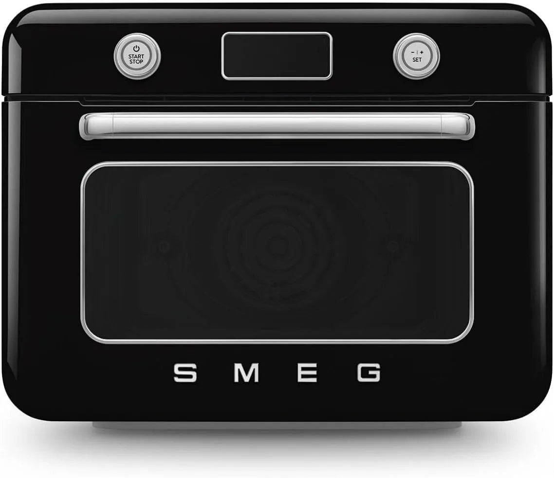 Smeg COF01BLEU Four électrique, 1800 W, 10 programmes, compact, grand réservoir, vapeur, amovible, noir, 33 Recettes Automatiques, Mini Four Combiné