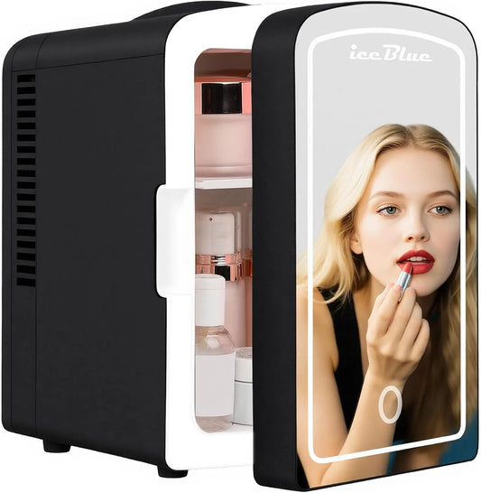 Réfrigérateur l, 4 L, noir, 4 canettes, 6 canettes, Iceblue Mini réfrigérateur pour soins de la peau avec lumière LED réglable, compact, la voiture