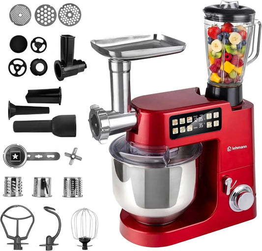 Blender, 8 L, 2100 W, LEHMANN, pizza, professionnel, rouge, Pétrin à Pain et Pizza, 1,5 L
