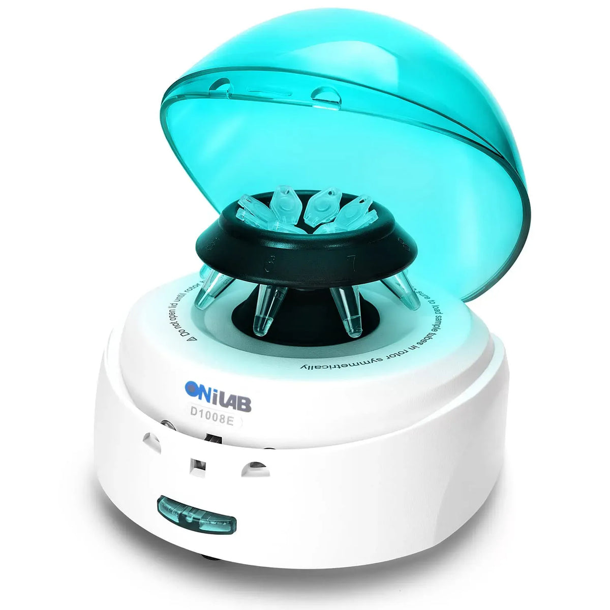 couvercle Vert, ONiLAB Mini centrifugeuse, 7000 tr/min, 2680×g, 2 rotors PCR, ≤45 dB, 100–240 V, 2,0 mL, 0,2 mL