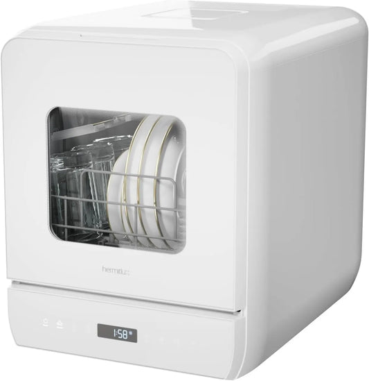 Lave-vaisselle, 5 L, 1 programmes, classe énergétique E, grand réservoir, 5 Couverts et réservoir d'eau de 5L, Air chaud anti-moisissures