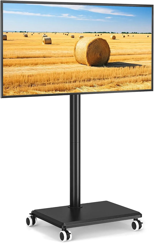 Meuble TV 5Rcom, 60 pouces, 400x400mm, roulettes de déplacement, noir, pivotant 70° hauteur réglable, 5Rcom Support TV roulettes pour téléviseurs