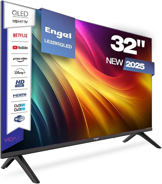 Smart TV, 32 pouces, 2 HDMI, 2 USB, téléviseur, Engel LE3295QLED, son Dolby, DVB-T2