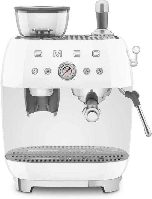 Smeg EGF03WHEU Machine à Caf, machine à café électrique, 1 L, 1350 W, grand réservoir, vapeur, 4 Niveaux, blanc