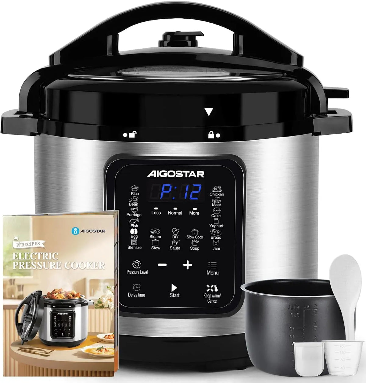 18-en-1 Multicuiseur, Autocuiseur, cuiseur multifonction électrique, multicuiseur électrique, 6 L, 1000 W, vapeur