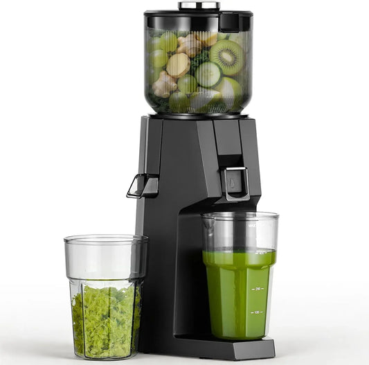 Extracteur de jus, 200 W, AAOBOSI, noir, récipient de 700 ml sans BPA, grande baie de remplissage de 132 mm