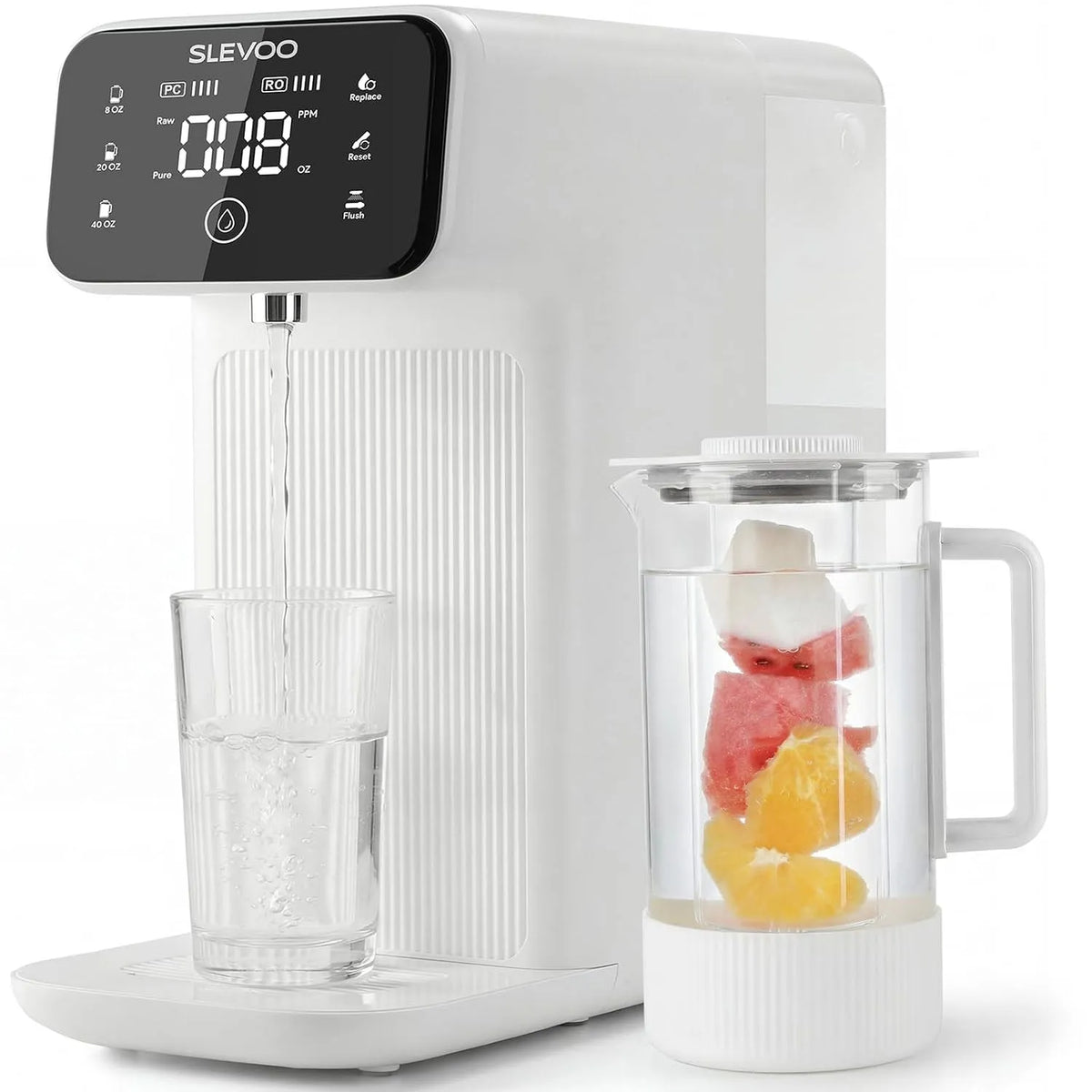 Moniteur, 4 L, grand réservoir, rapport eaux usées 4:1, filtration à 6 étapes contre les nitrates et PFAS, pichet en verre de reminéralisation 1,2L
