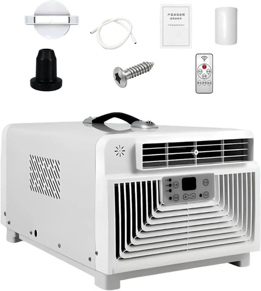 Climatiseur, 300 W, autonome, silencieux, 300W Petit Chauffage Refroidissement pour Camp d'Hiver, Silencieux Nuit Sans Évacuation Drainage
