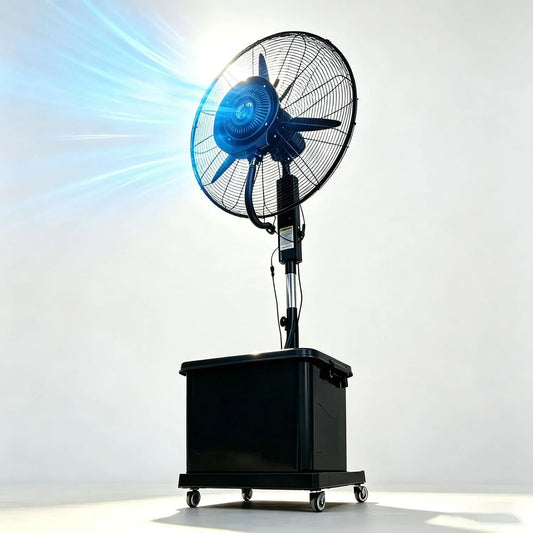 Rafraîchisseur d'air, 200 cm, 42 L, Ø 81 cm, roulettes de déplacement, 3 vitesses, oscillation, restaurant, Oscillation 90° Large Angle