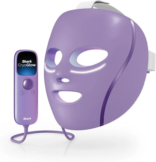 télécommande, Shark CryoGlow Masque facial à LED avec refroidissement sous les yeux, anti-âge et réparation des imperfections, LED rouge et bleue