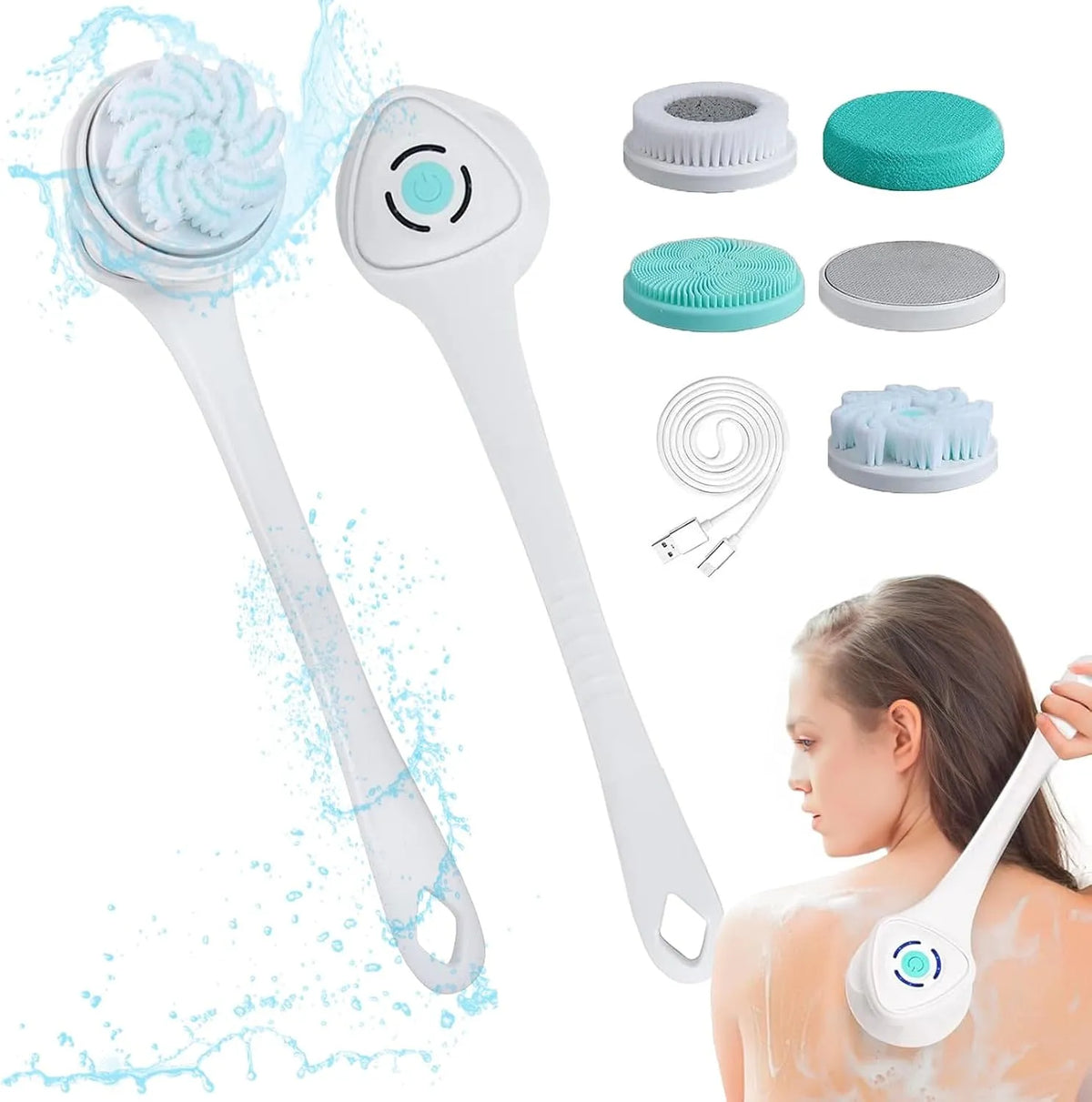 Brosse, sans fil, blanc, pour le corps, Brosse électrique sonique pour le corps