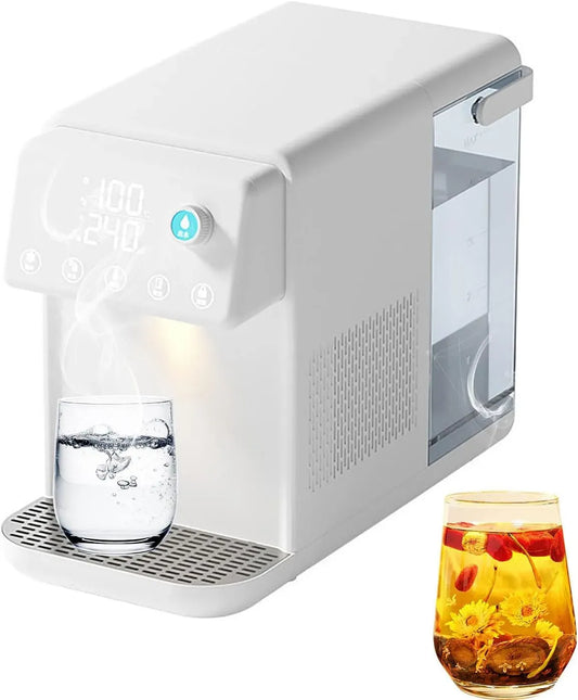 Bouilloire électrique, 25 à 100 °C, 2 zones de température, blanc, 12 Réglages de Température, 8 Niveaux de Volume