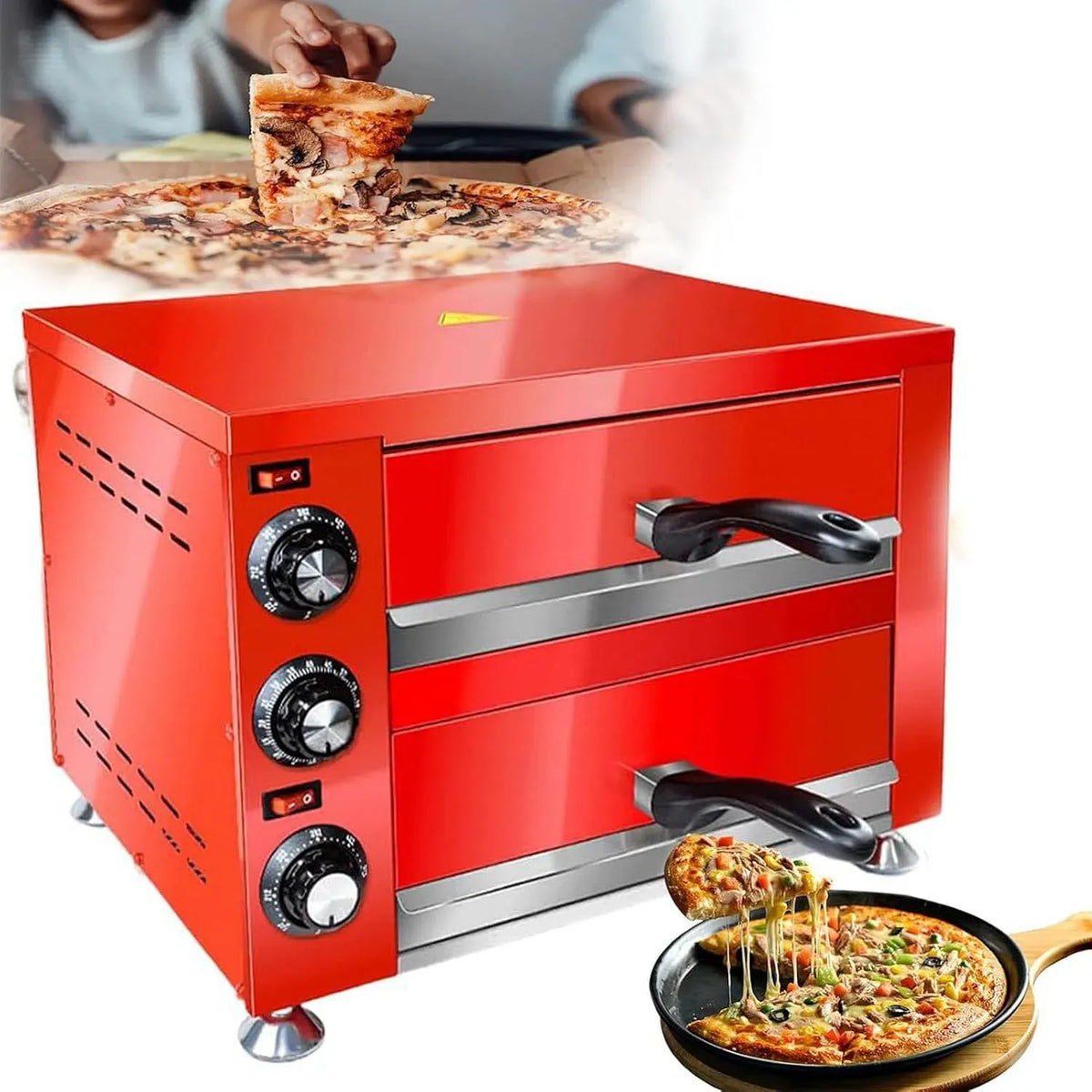 Four électrique à pizza, 12 pouces, 2200 W, professionnel, acier inoxydable