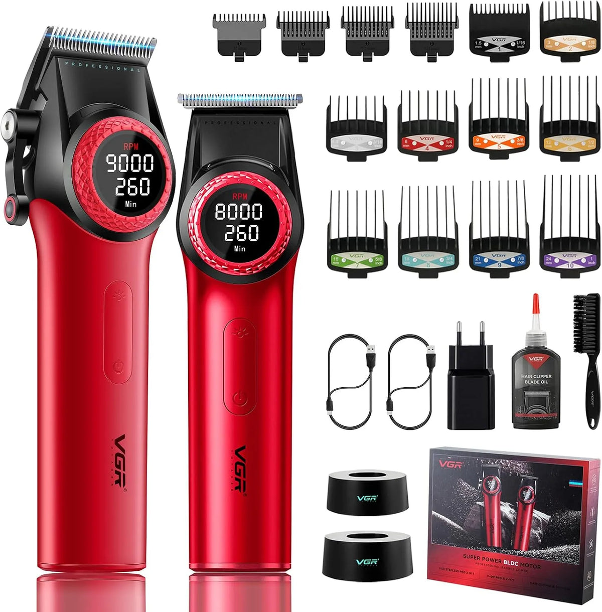 VGR 001 Support, professionnel, 001 & 977 Tondeuse Cheveux Hommes Professionnel avec Support de Charge
