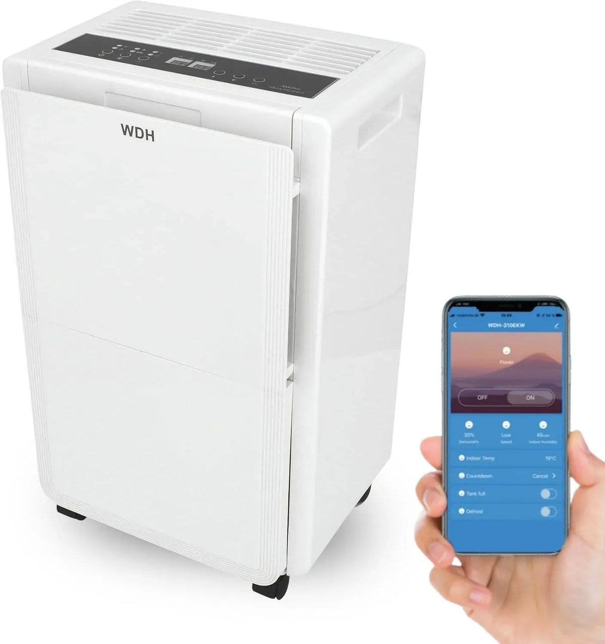 Déshumidificateur, Aktobis WDH-930EEW, Wi-Fi, blanc, jusq'a 40 L/j Wifi, jusqu'a 80m²