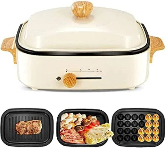 Ustensile de cuisson, 1200 W, portable, blanc, Petit Appareil Takoyaki, Marmite électrique d'intérieur 3 en 1, antiadhésive