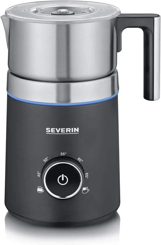Severin SM 3586 Mousseur à lait, 500 W, émulsionneur à lait, acier inoxydable, noir, Chocolatière 700 ml, Émulsionneur de lait Spuma 700, inox/noir