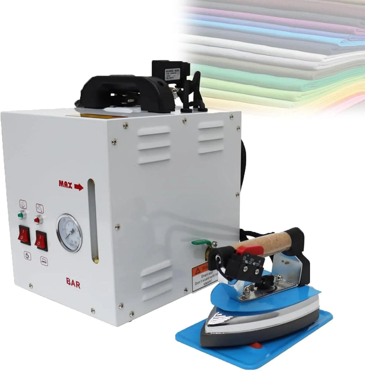 Fer à Vapeur électrique Industriel, équipé d'une Vanne Vidange Et d'une Alarme Niveau d'eau Bas, pour Destiné Aux Ateliers Confection, Système De