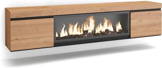 Meuble TV, 80 pouces, Cheminée électrique XXL, 210