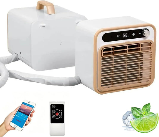 Climatiseur 12H 2m-Pipe, 130 m³/h, 40 dB, portable, minuteur, Wi-Fi, silencieux, camping, Unité de Climatisation 5000 BTU avec Wi-Fi et Télécommande