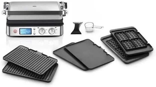 Braun CG 9047 Lave-vaisselle, 2000 W, pose libre, gril, thermostat, acier inoxydable, noir, MultiGrill 9, 2 Thermostats Indépendants, Noir/Inox
