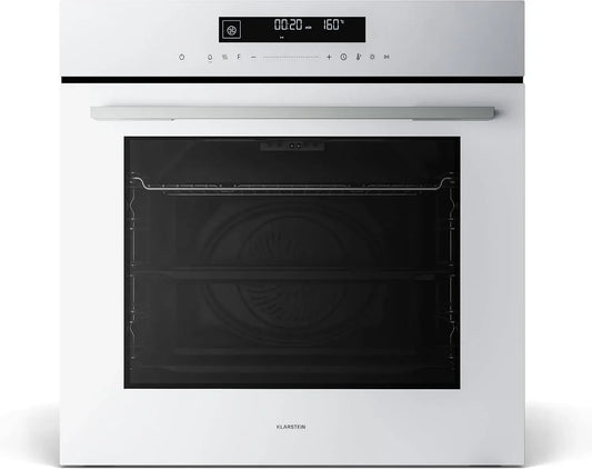 Klarstein Four électrique, 60 cm, 74 L, classe énergétique A, encastrable, tactile, minuteur, blanc, 13 Modes, Commandes Tactiles