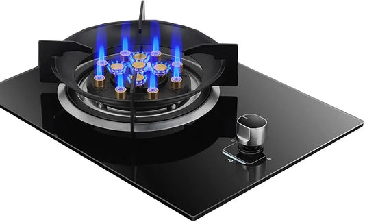 Cuisinière avec four, 33 Cm, noir, Brûleur Wok À Anneau De Feu 9,0 KW À 13 Cavités
