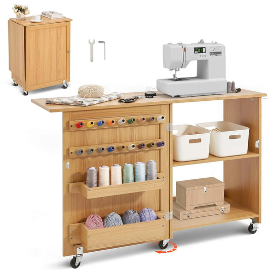VEVOR Machine à Coudre, Table, machine à coudre électrique, roulettes de déplacement, bois, pour Machine à Coudre Polyvalente avec Design Compact