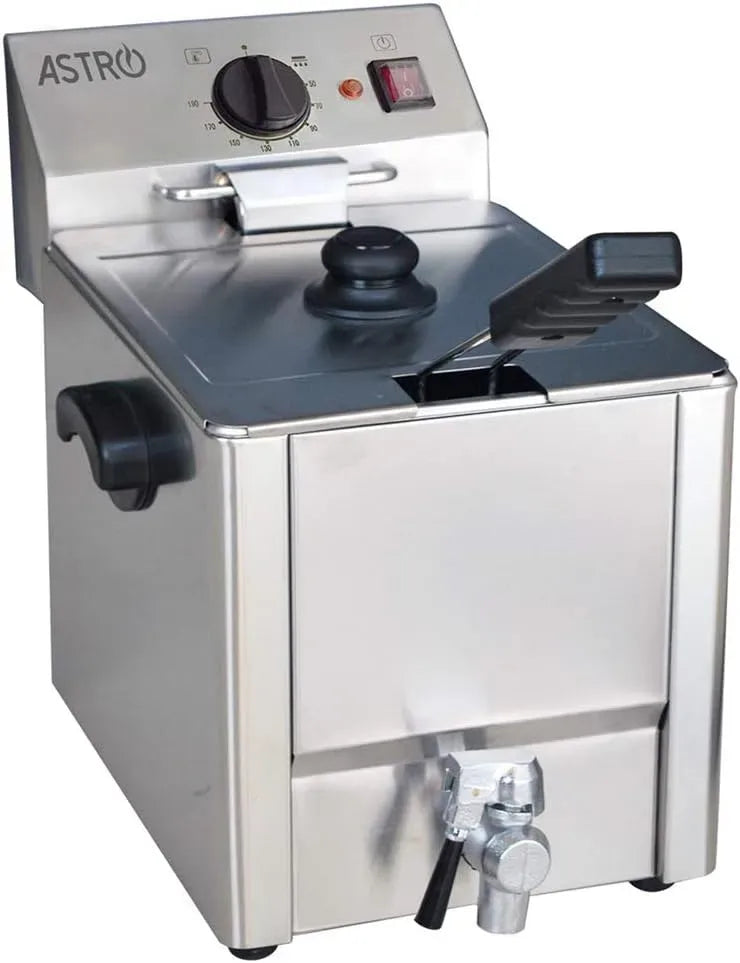 Robinet de cuisine, 8 L, 3300 W, professionnel, acier inoxydable, Astro Friteuse Professionnelle Électrique 8 L