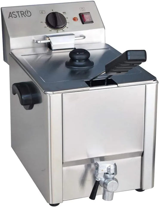Robinet de cuisine, 8 L, 3300 W, professionnel, acier inoxydable, Astro Friteuse Professionnelle Électrique 8 L