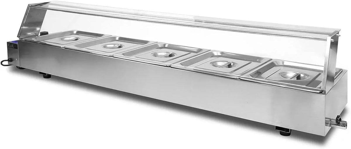 GN 1 KuKoo, Bain Marie Electrique pour usage professionnel à 5 Bacs /2 en Acier Inoxydable