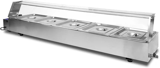 GN 1 KuKoo, Bain Marie Electrique pour usage professionnel à 5 Bacs /2 en Acier Inoxydable