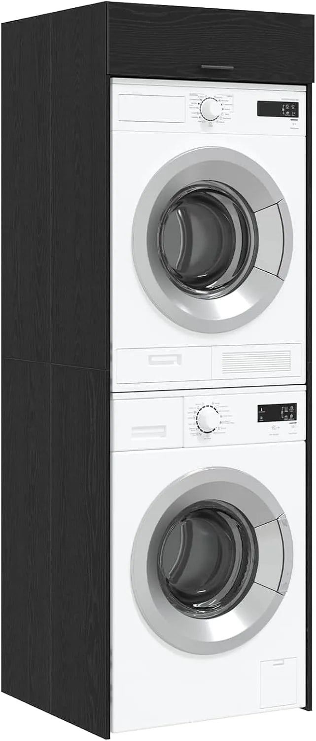 Lave-linge, 67,5x68x200 cm, noir, machine à laver le linge, Tomostar Armoire pour Machine à Laver et Sèche-Linge