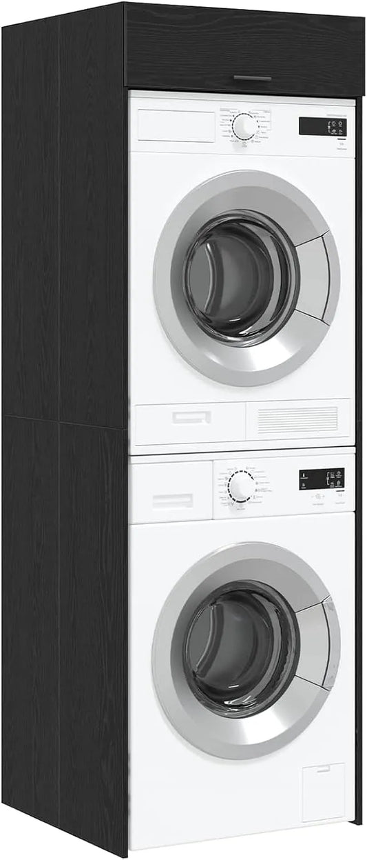 Lave-linge, 67,5x68x200 cm, noir, machine à laver le linge, Tomostar Armoire pour Machine à Laver et Sèche-Linge