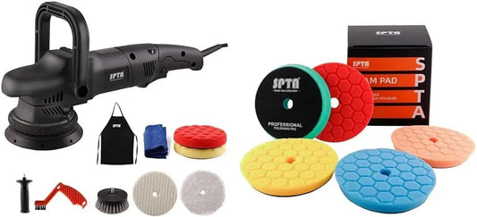 3800RPM 150mm/125mm Set de Polissage, Polisseuse Orbitale Polisseuse Excentrique 3800RPM, 150mm/125mm polissage Pad & Éponge de Polissage, 5 Pièces