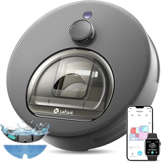 Lefant M330 3en1 Robot aspirateur, 3 niveaux, gris, APP/Alexa, 5000Pa, 150Min, Système Freemove 3, 3 Niveaux d'Aspiration