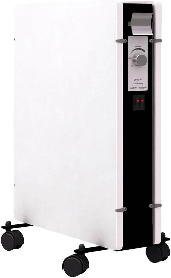 Radiateur électrique, 2000 W, thermostat, blanc, Thermostat réglable 1000 et 2000w
