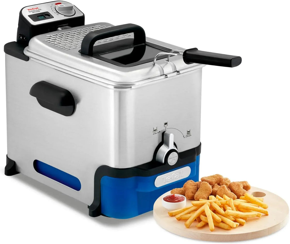 Tefal Friteuse électrique avec huile, Oleoclean, pour Friteuse semi-professionnelle compacte, 3,5 L, Capacité 6 personnes, Cuisson précise 190°C, Inox